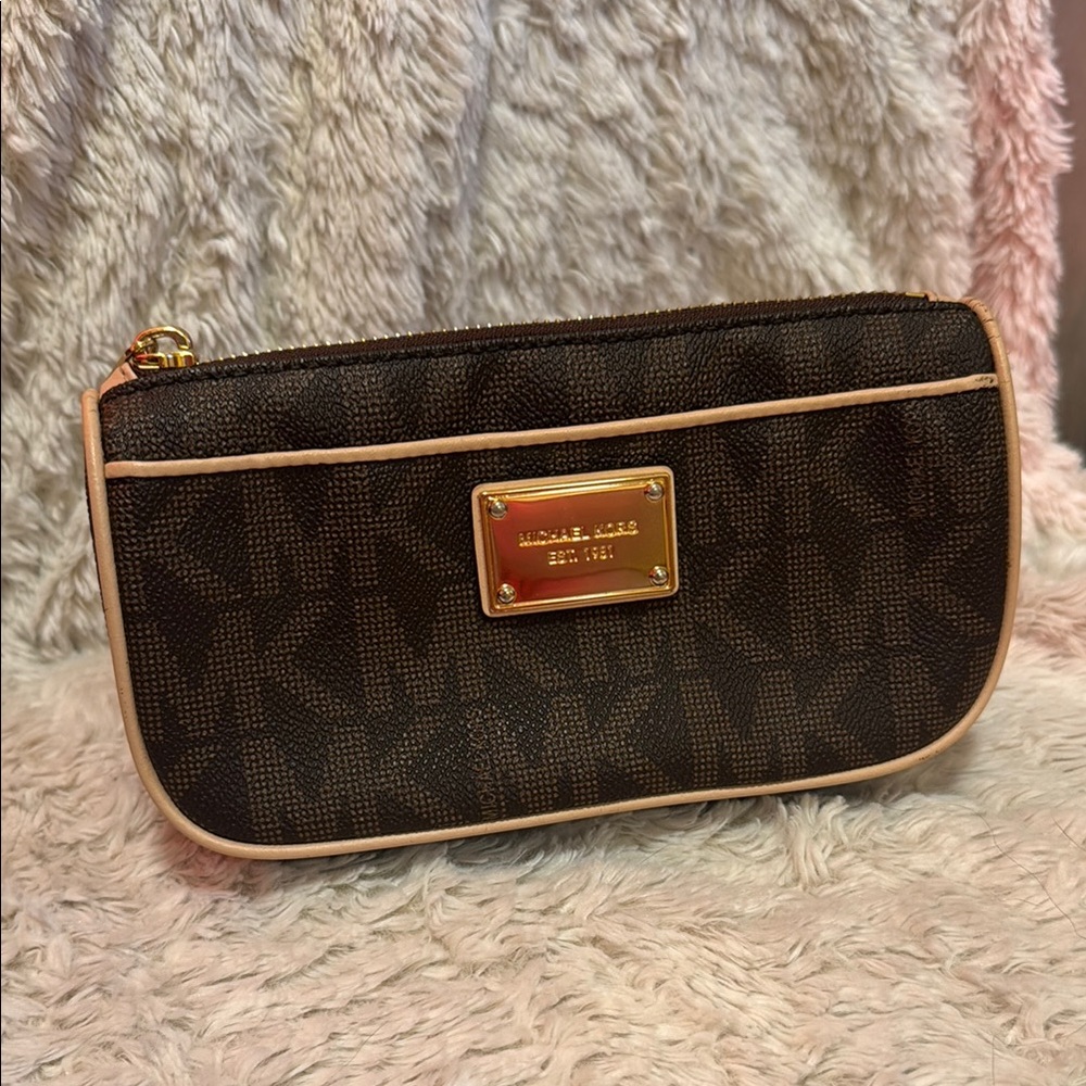 Michael Kors Brown and Gold Make Up Case PVC
